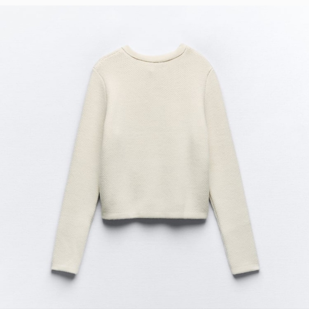 NWOT ZARA WHITE KNIT CARDIGAN- SIZE SMALL - Picture 3 of 11